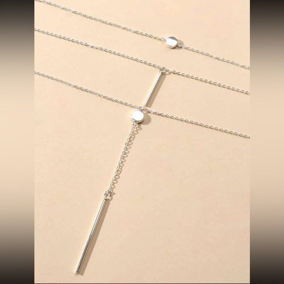 ⭐️ Awesome Triple 3 Layered Bars And Circles Boho Tassel Necklace Silver Or Gold - Picture 13 of 15